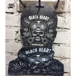 Neck Warmer Black Heart Piston Skull - Black