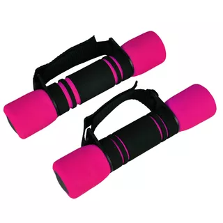 2x1 kg inSPORTline foam dumbbells with strap - Grey - Pink