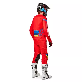 Motokrosové nohavice Alpinestars Techstar Quadro červená/žltá fluo/modrá