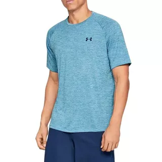 Men’s T-Shirt Under Armour Tech SS Tee 2.0 - Carbon Heather - Ether Blue