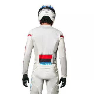 Motokrosový dres Alpinestars Techstar Quadro bílá/modrá neon/červená