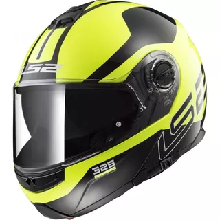 Flip-Up Motorcycle Helmet LS2 FF325 Strobe Zone Hi-Vis Yellow Black