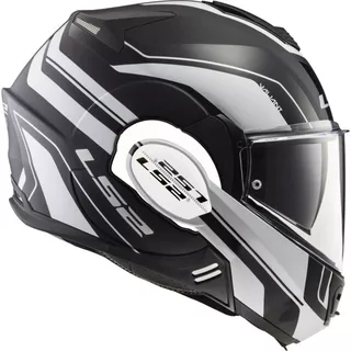 Flip-Up Motorcycle Helmet LS2 FF399 Valiant Lumen / H-V Yellow - Line Matt Black H-V Yellow