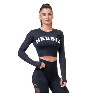 Dámsky crop top s dlhým rukávom Nebbia Sporty Hero 585 - Black