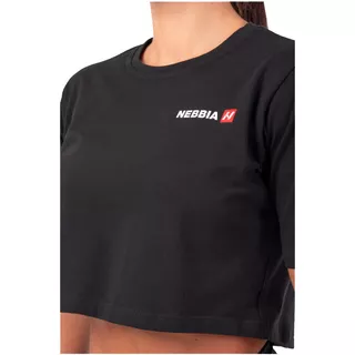 Dámsky voľný crop top Nebbia Minimalist Logo 600 - Black