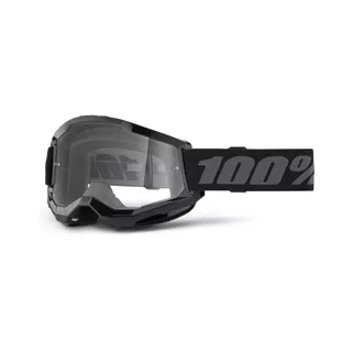 Motokrosové okuliare 100% Strata 2 New - Black, čire plexi