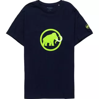 Men’s Sports T-Shirt MAMMUT Logo – Short Sleeve - Dark Blue with Green Logo