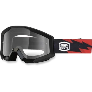 Motocross Goggles 100% Strata - Nation Blue, Clear Plexi with Pins for Tear-Off Foils - Slash Black, Clear Plexi with Pins for Tear-Off Foils