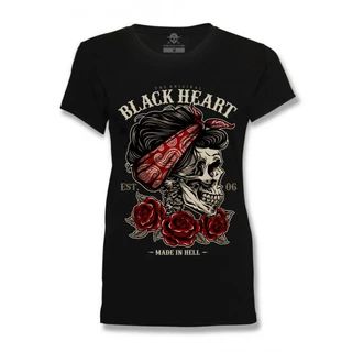 Damski T-shirt, koszulka BLACK HEART Pin Up Skull