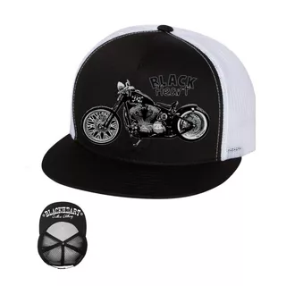 Snapback Hat BLACK HEART Bastard Bobber Trucker - White