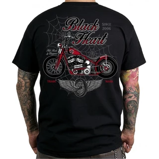 T-shirt w stylu motocyklowym BLACK HEART Red Baron Chopper - Czarny