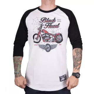 Triko s dlouhým rukávem BLACK HEART Red Baron Chopper - bílá