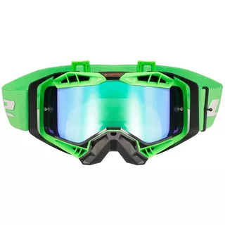 Motokrosové okuliare LS2 Aura Pro Black H-V Green irídiové sklo