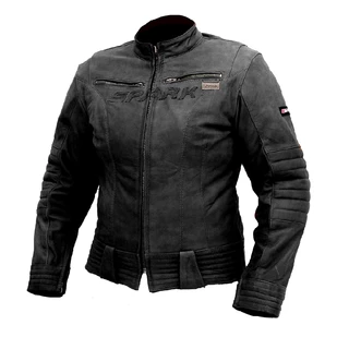 Women’s Leather Motorcycle Jacket SPARK Betty - Black - Black