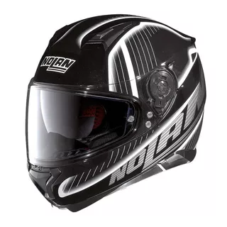Moto helma Nolan N87 Harp N-Com Flat Black-White - 2.jakost - černo-bílá