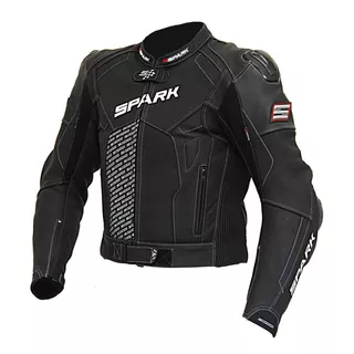 Spark ProComp Herren Leder-Motorradjacke - schwarz - schwarz