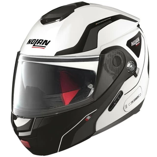 Moto helma Nolan N90-2 Straton N-Com Metal White - čierno-biela