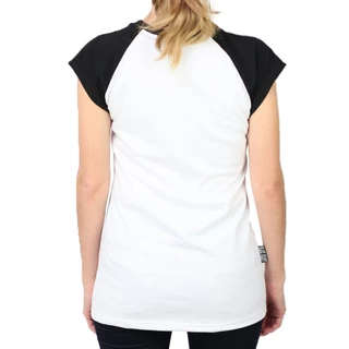 Women’s T-Shirt BLACK HEART Pin Up Skull Raglan - White