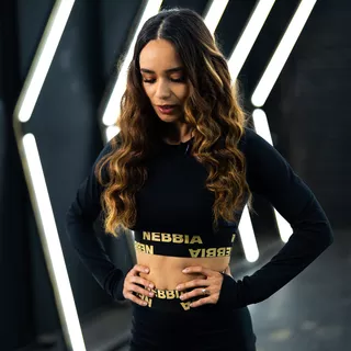 Dámsky crop top s dlhým rukávom Nebbia INTENSE Perform 839 - Black