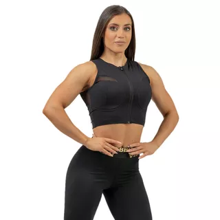 Women’s High-Support Crop Top Nebbia INTENSE Mesh 842 - Black/Gold