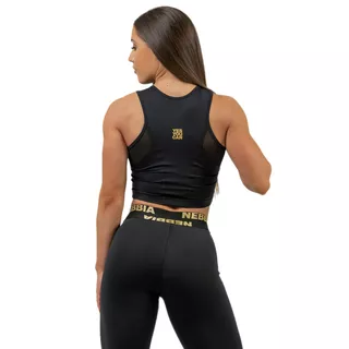 Women’s High-Support Crop Top Nebbia INTENSE Mesh 842 - Black/Gold