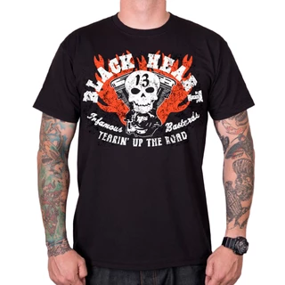 T-shirt koszulka BLACK HEART Flathead Skull - Czarny
