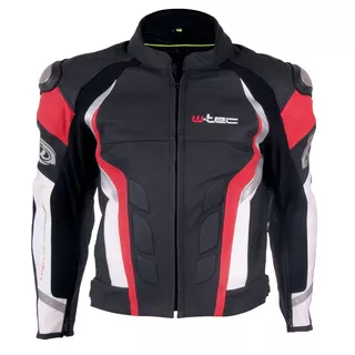 Men’s Leather Moto Jacket W-TEC Velocity - Black-Fluo - Black-Red