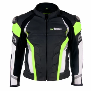 Men’s Leather Moto Jacket W-TEC Velocity - Black-Fluo