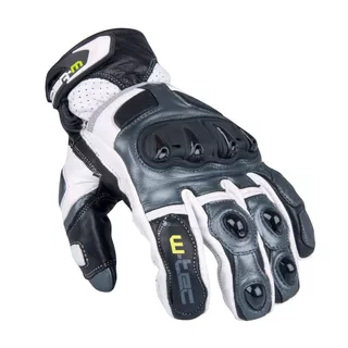 Herren-Motorradhandschuhe W-TEC Octane - weiß-silbermetallische