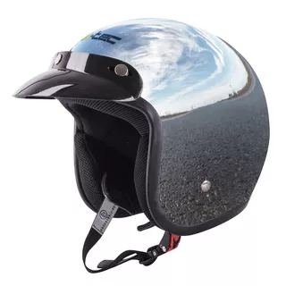 Kask motocyklowy otwarty chopper W-TEC AP-75 - Biała perła - Chromowany