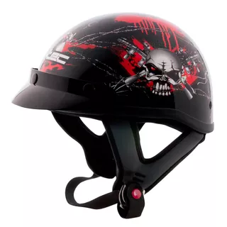 Kask motocyklowy otwarty chopper W-TEC AP-70 - Czarno-czerwony - Czarno-czerwony