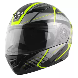 Výklopná moto helma Yohe 950-16 - Black-Fluo Green, XL (61-62)