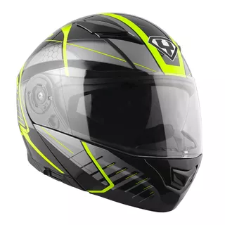 Výklopná moto helma Yohe 950-16 - Black-Fluo Green