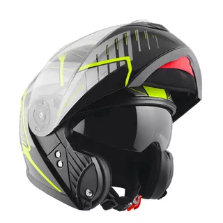 Výklopná moto helma Yohe 950-16 - Black-Fluo Green