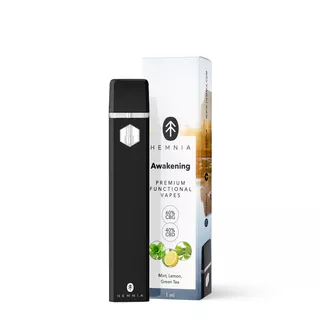 Prémium funkcionális Vape Pen Hemnia Awakening, 60% CBD, 40% CBN, citrom, menta, zöld tea 1 ml