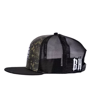 Kšiltovka BLACK HEART Bastard Skull Trucker - khaki-černá