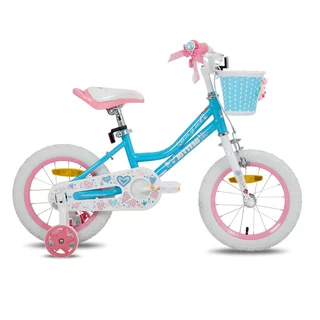 Dětské kolo Joystar Angel 14" s košíkem a kolečky • 91-119 cm - modrá