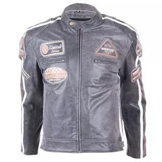 Leather Moto Jacket BOS 2058 Vintage Grey