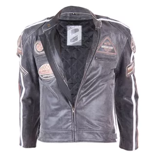 BOS 2058 Vintage Grey Leder Motorradjacke