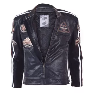 Leather Moto Jacket BOS 2058 Black - Black