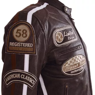 Leather Moto Jacket BOS 2058 Brown - S