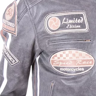 Leather Moto Jacket BOS 2058 Vintage Grey - Grey