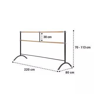 Double Ballet Barre KLARFIT Barre Marie 220 x 113 cm