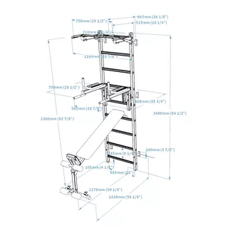 Žebřiny s hrazdou, bradly a lavicí BenchK 723W 240x67 cm