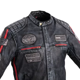 Men's Leather Motorcycle Jacket B-STAR Shibenick Blue