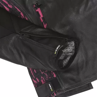 Women's Leather Motorcycle Jacket W-TEC Caronina - Black-Pink