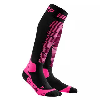 Women’s Compression Ski Socks CEP Merino - Black/Pink