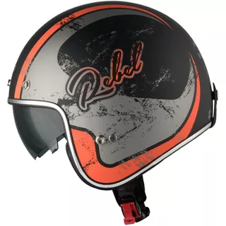 Motorcycle Helmet Vemar Chopper Rebel - Matt Black/Orange/Silver