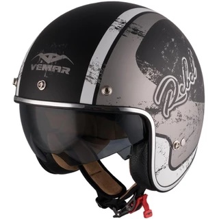 Motorcycle Helmet Vemar Chopper Rebel - Matt Black/Green/Cream