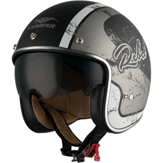 Motorcycle Helmet Vemar Chopper Rebel - Matt Black/White/Silver - Matt Black/White/Silver